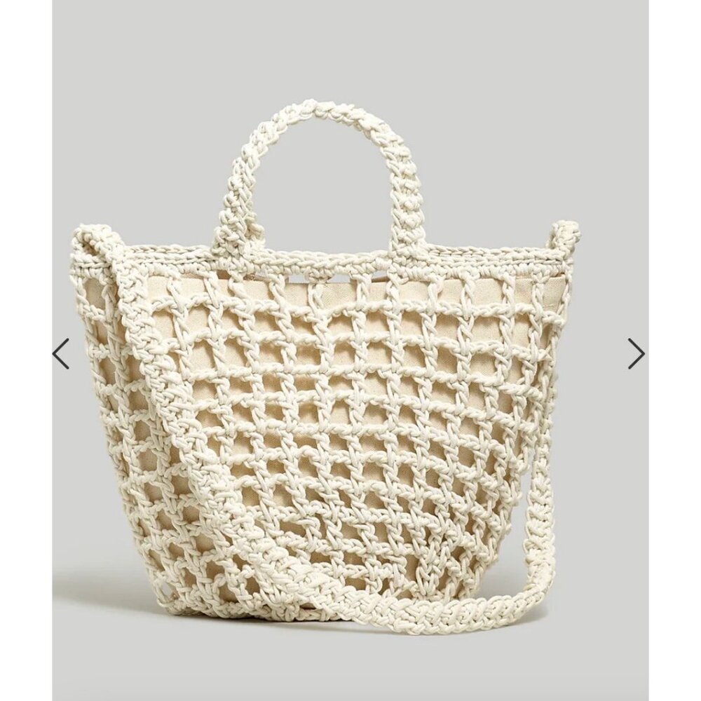 Madewell Cream Crochet Net Shoulder Tote